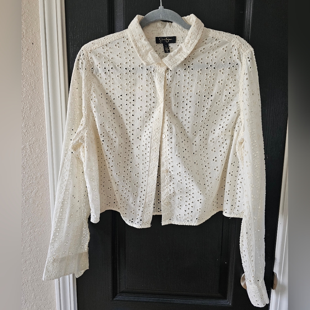 Jessica Simpson Cream Eyelet Shirt (Matching Shorts In Separate Listing)